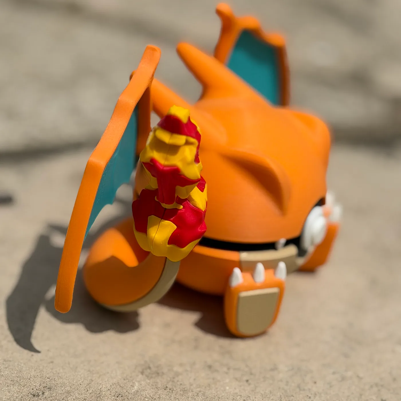 Charizard character ball seen from the side